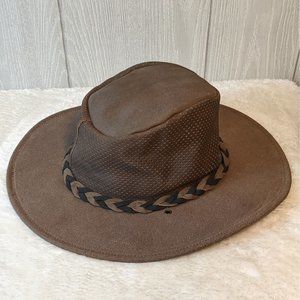 Minnetonka leather The Fold Up Hat Air flow Outback hat EUC